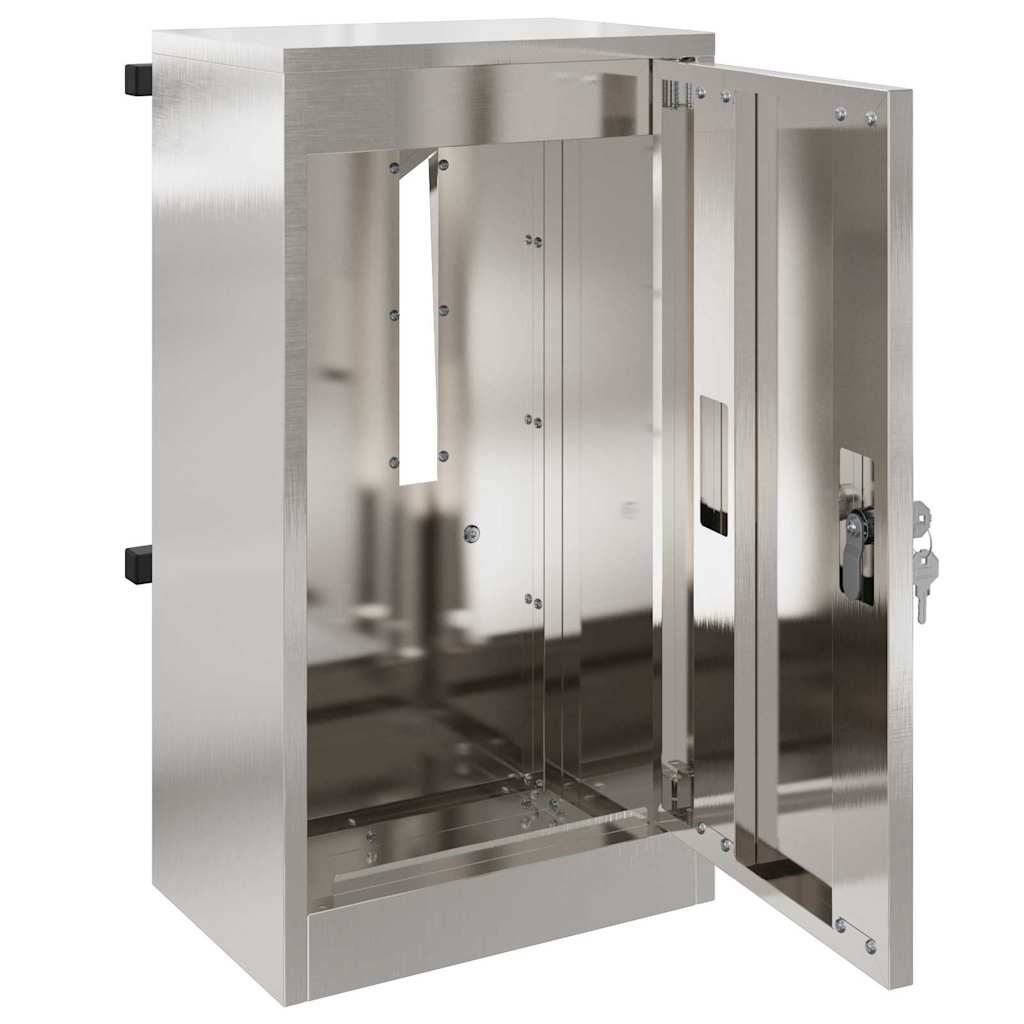 Letterbox with storage, silver, 30 x 20 x 55 cm, stainless steel