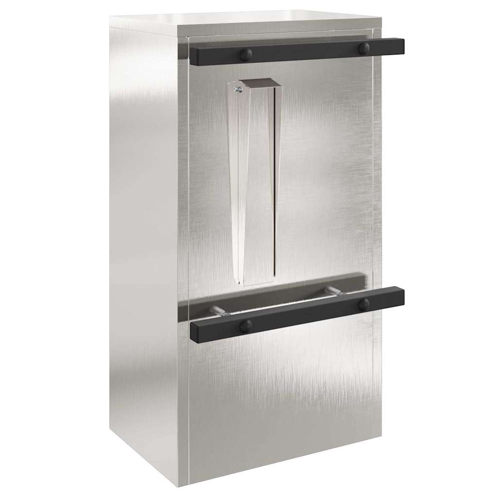 Letterbox with storage, silver, 30 x 20 x 55 cm, stainless steel