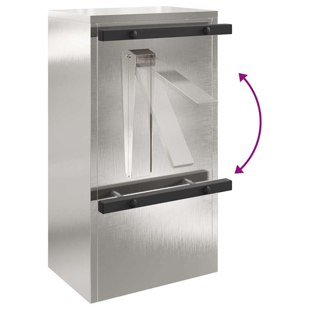Letterbox with storage, silver, 30 x 20 x 55 cm, stainless steel