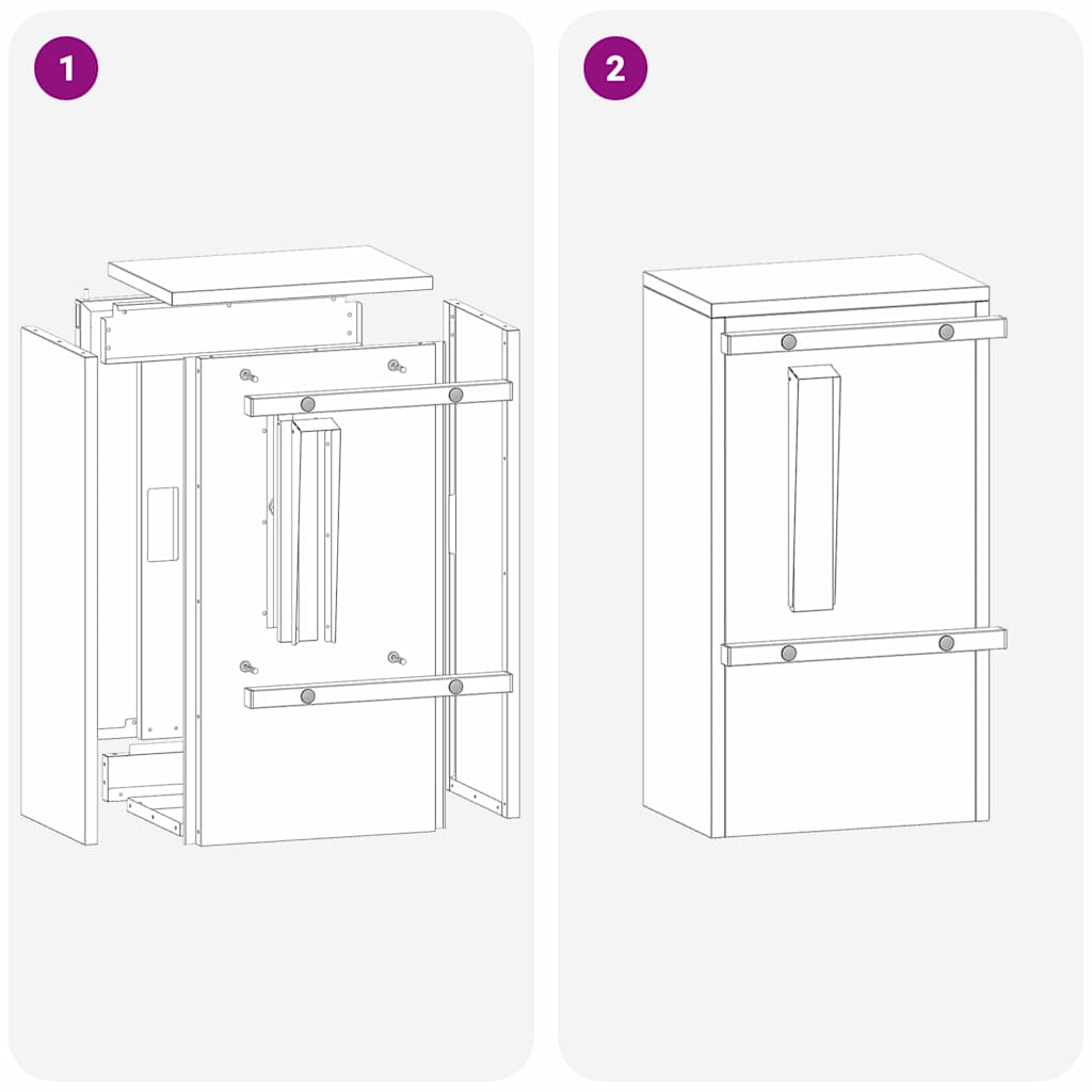 Letterbox with Door Black 30 x 20 x 55 cm Galvanized Steel