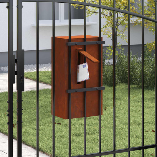 Mailbox with Storage Rusty 30 x 20 x 55 cm Weatherproof Steel