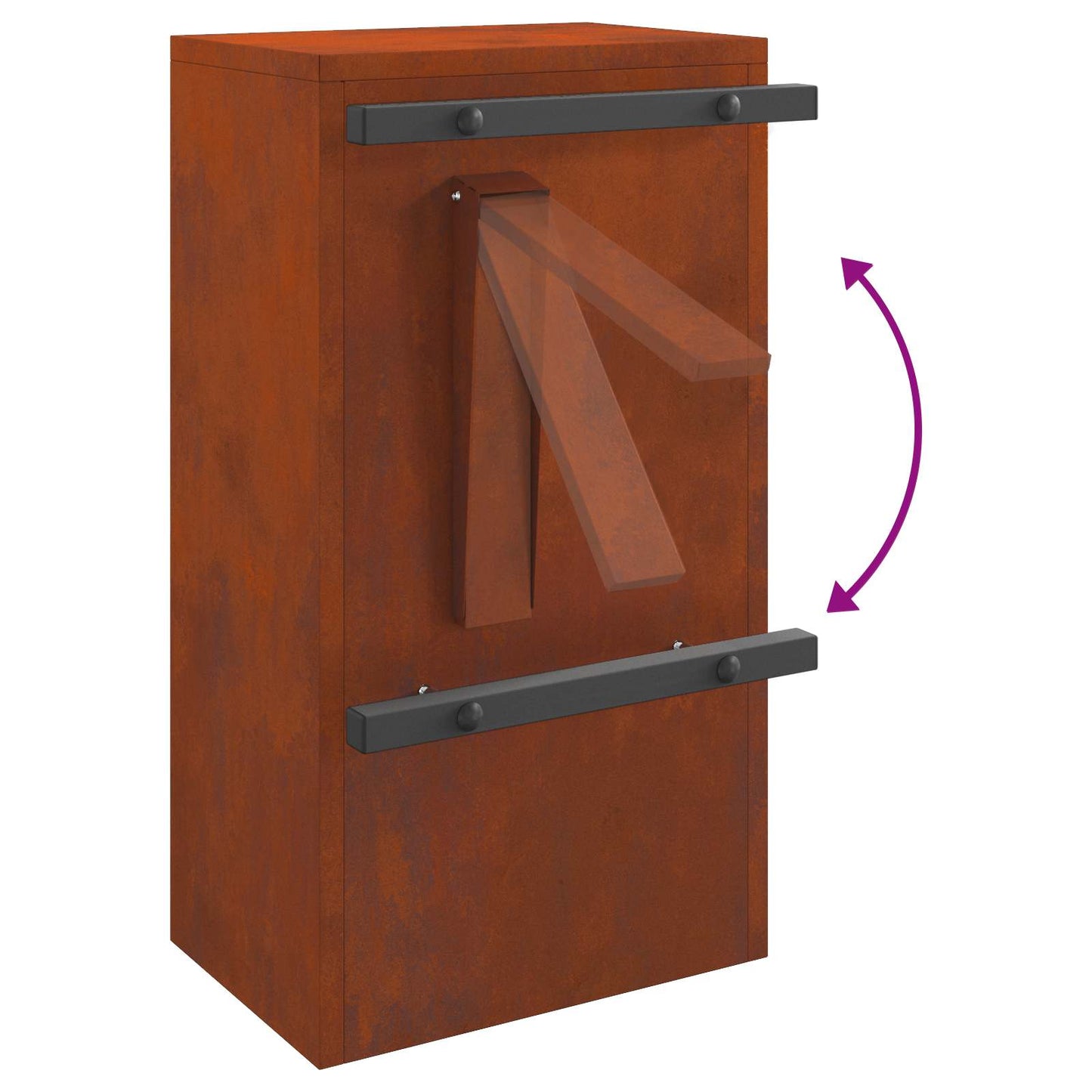 Mailbox with Storage Rusty 30 x 20 x 55 cm Weatherproof Steel