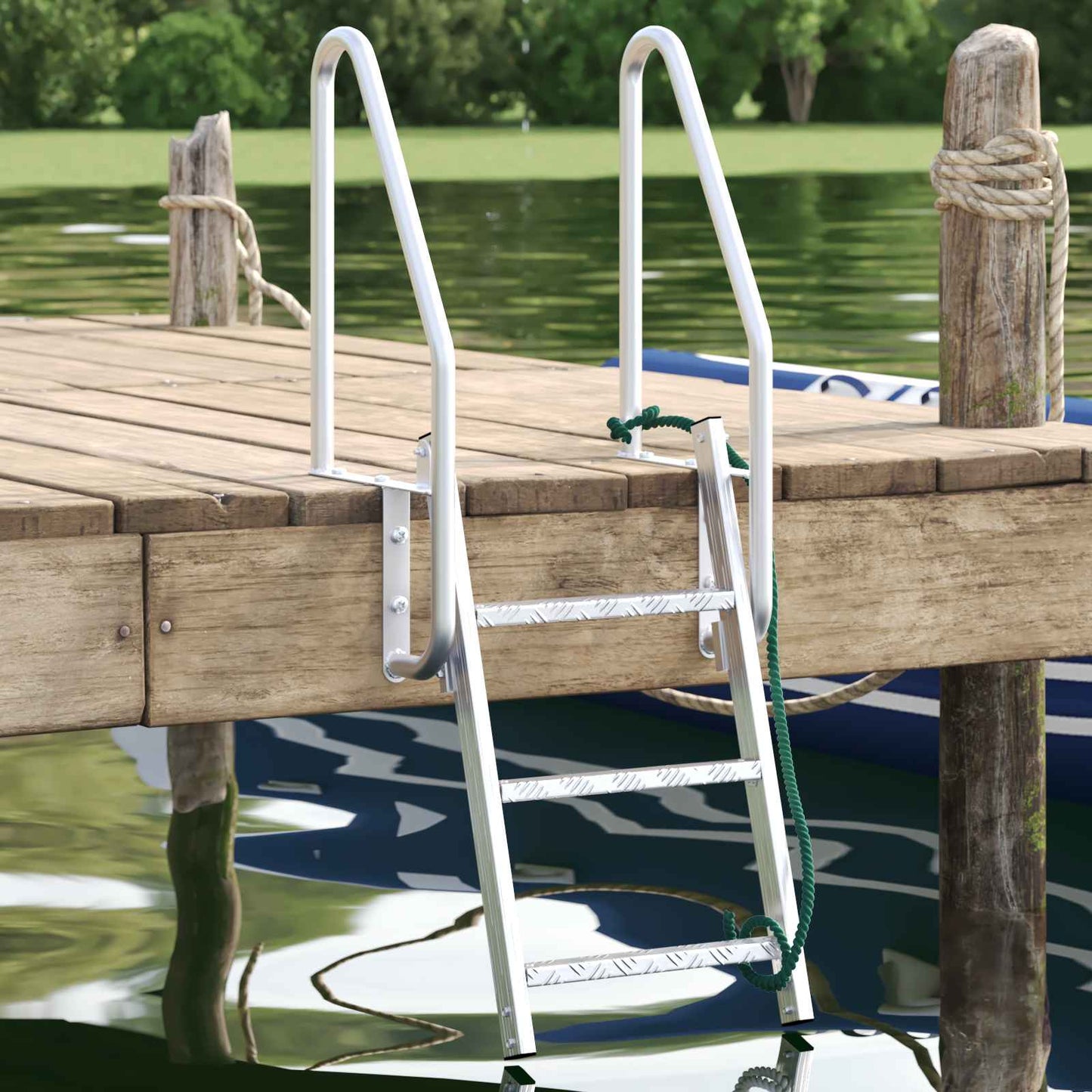 3-Step Dock Ladder Silver 58 x 77 x 144 cm Aluminum