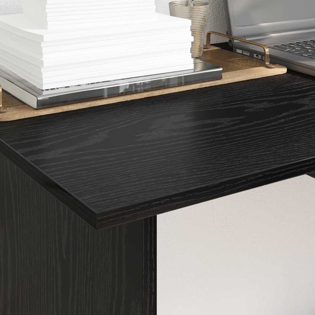 Bureau avec rangement Noir aspect chêne 100 x 50 x 76 cm