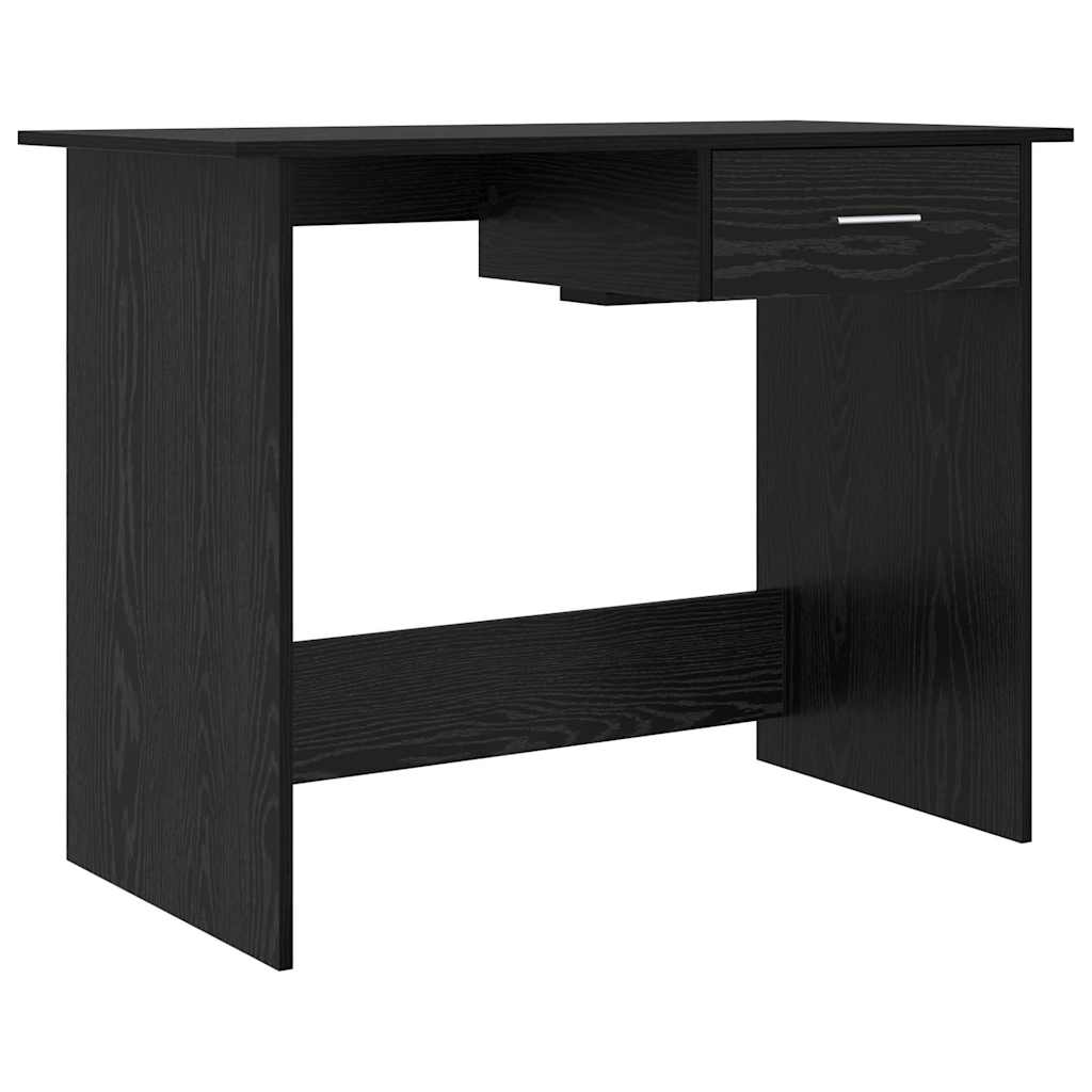 Bureau avec rangement Noir aspect chêne 100 x 50 x 76 cm
