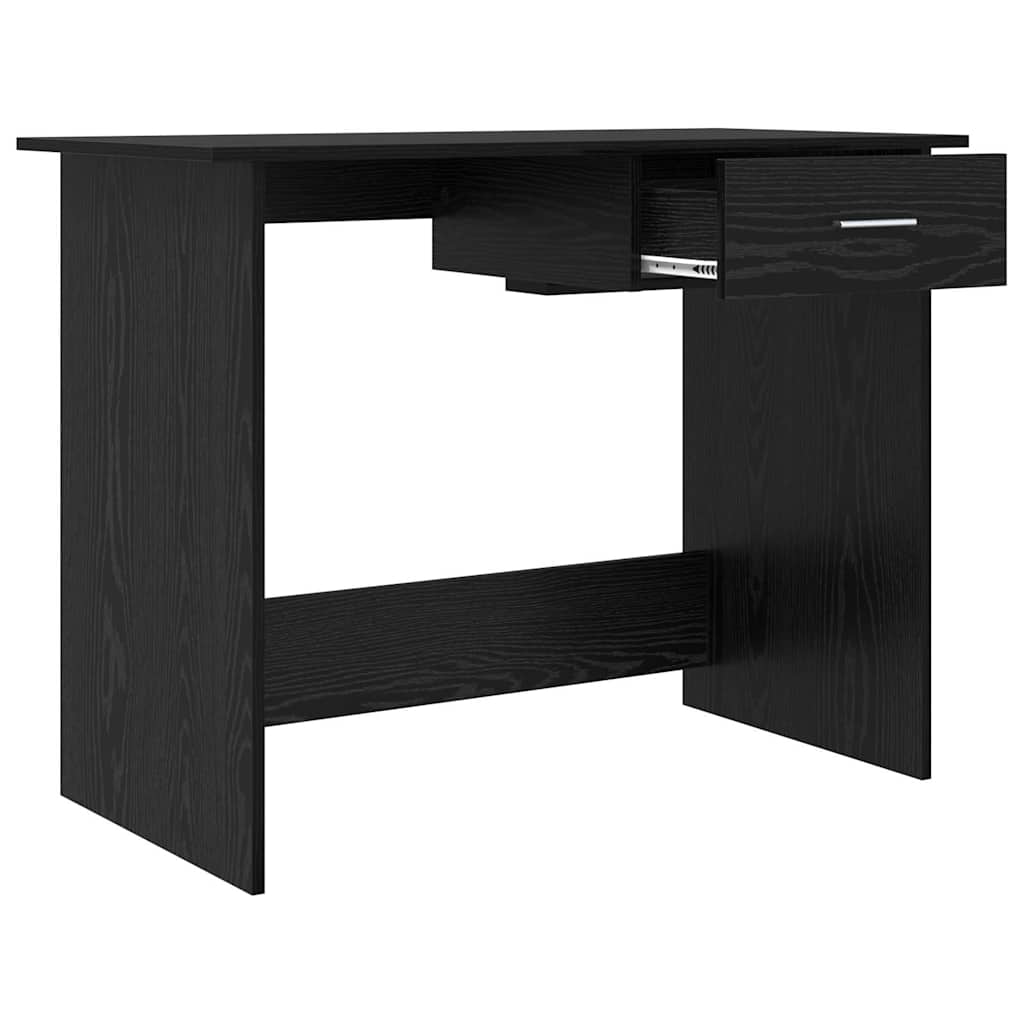 Bureau avec rangement Noir aspect chêne 100 x 50 x 76 cm