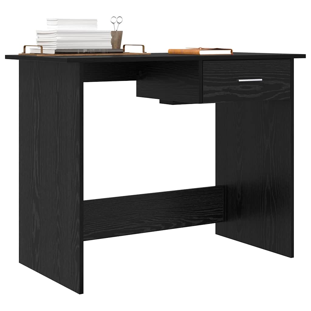 Bureau avec rangement Noir aspect chêne 100 x 50 x 76 cm