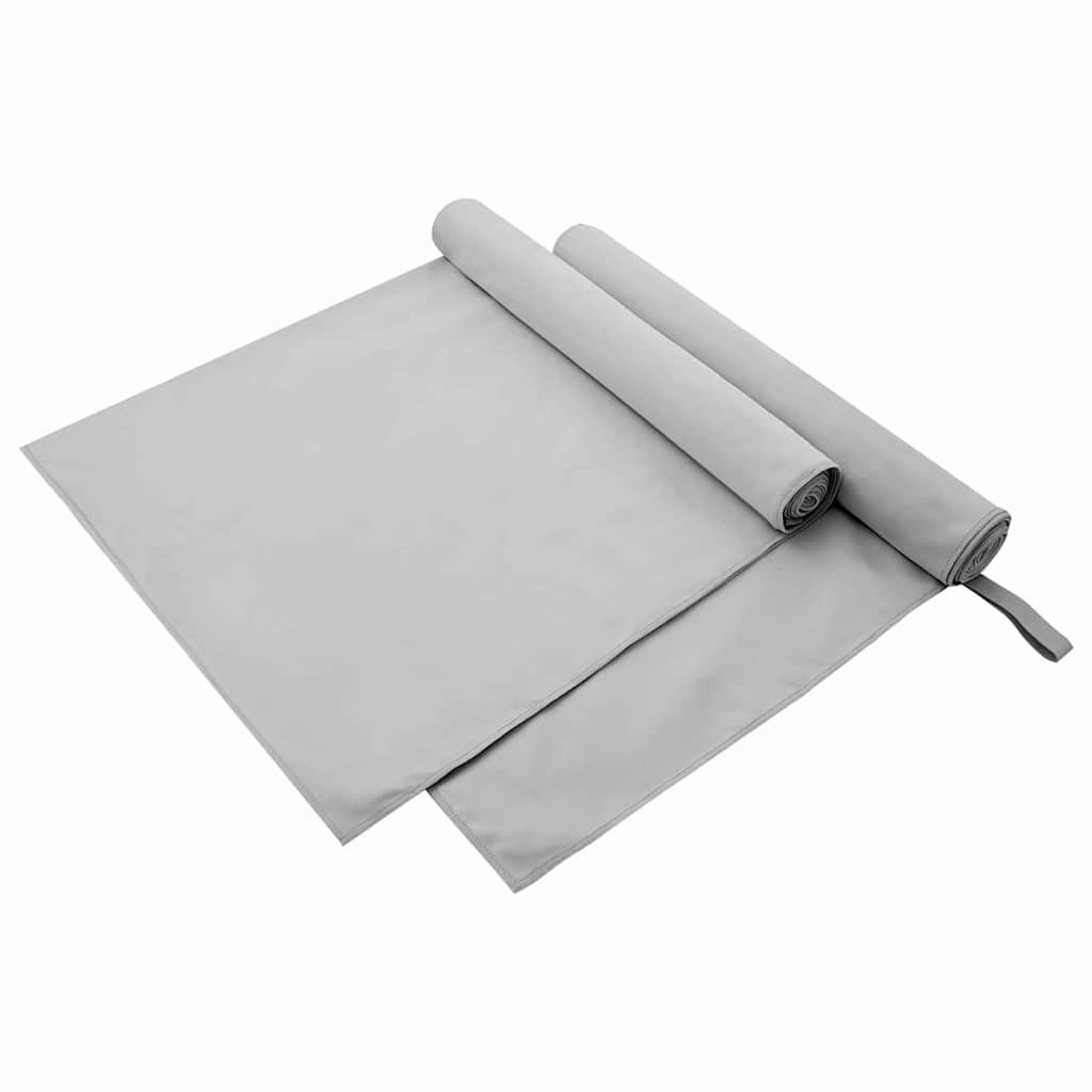 Serviettes de sport 2 pièces Gris 180 x 90 cm Polyester et polyamide