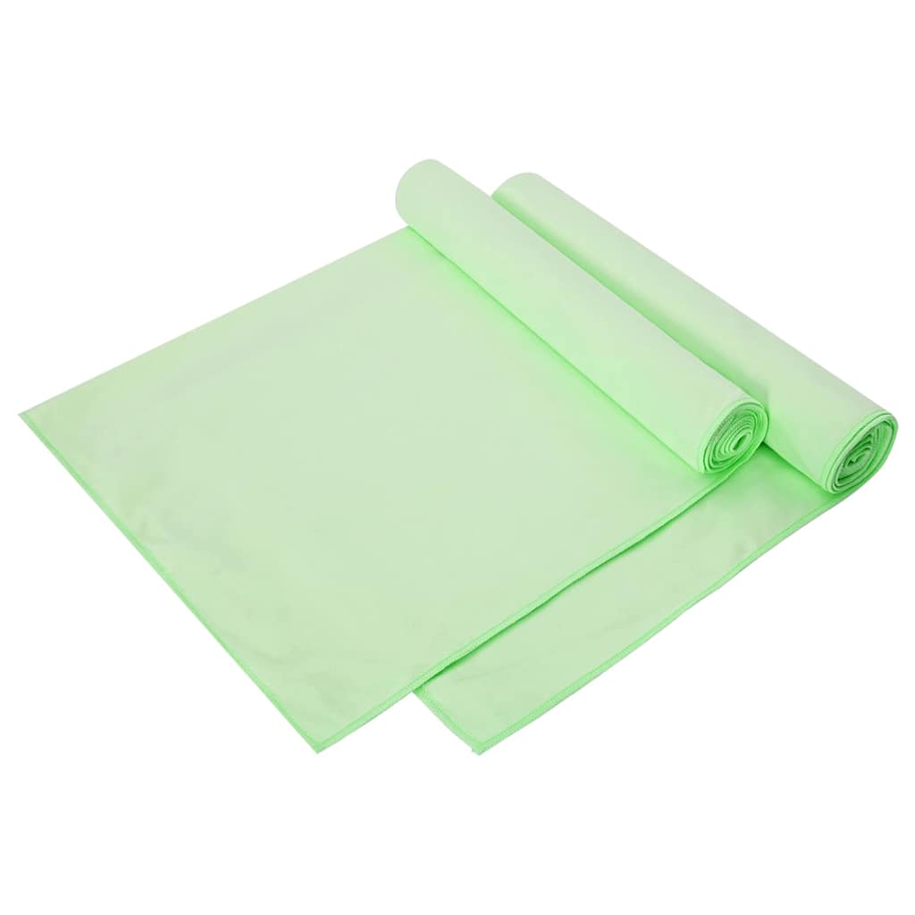 Serviettes de sport 2 pièces vert 140 x 70 cm polyester et polyamide
