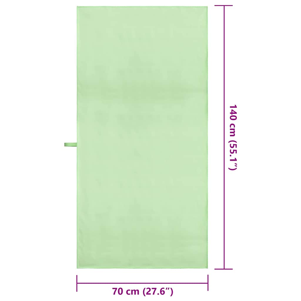 Serviettes de sport 2 pièces vert 140 x 70 cm polyester et polyamide