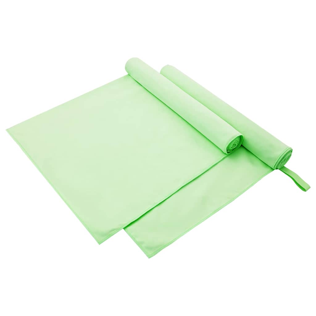 Sports Towels 2 pcs Green 180 x 90 cm Polyester and Polyamide