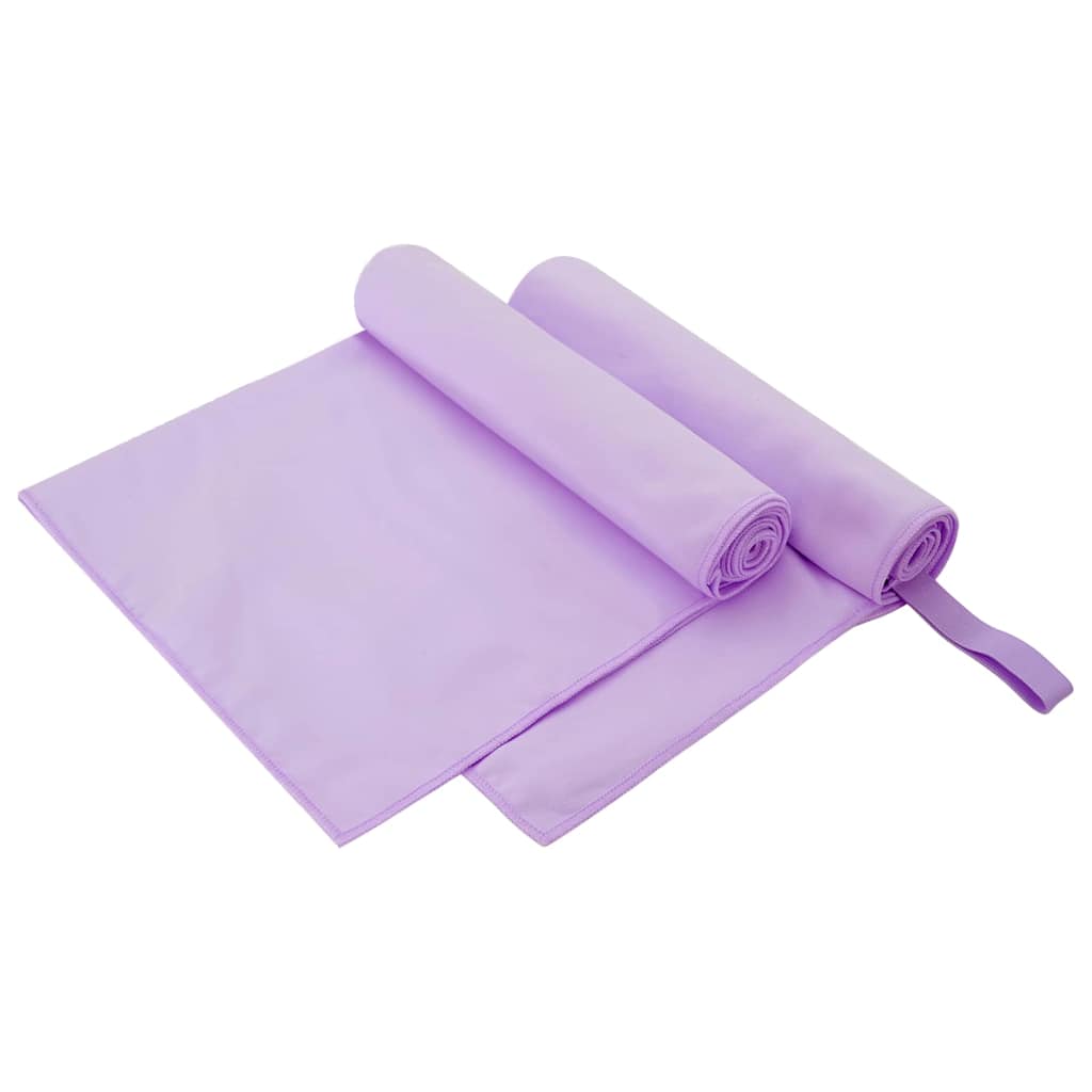 Serviettes de sport 2 pcs Violet 100 x 50 cm Polyester et Polyamide