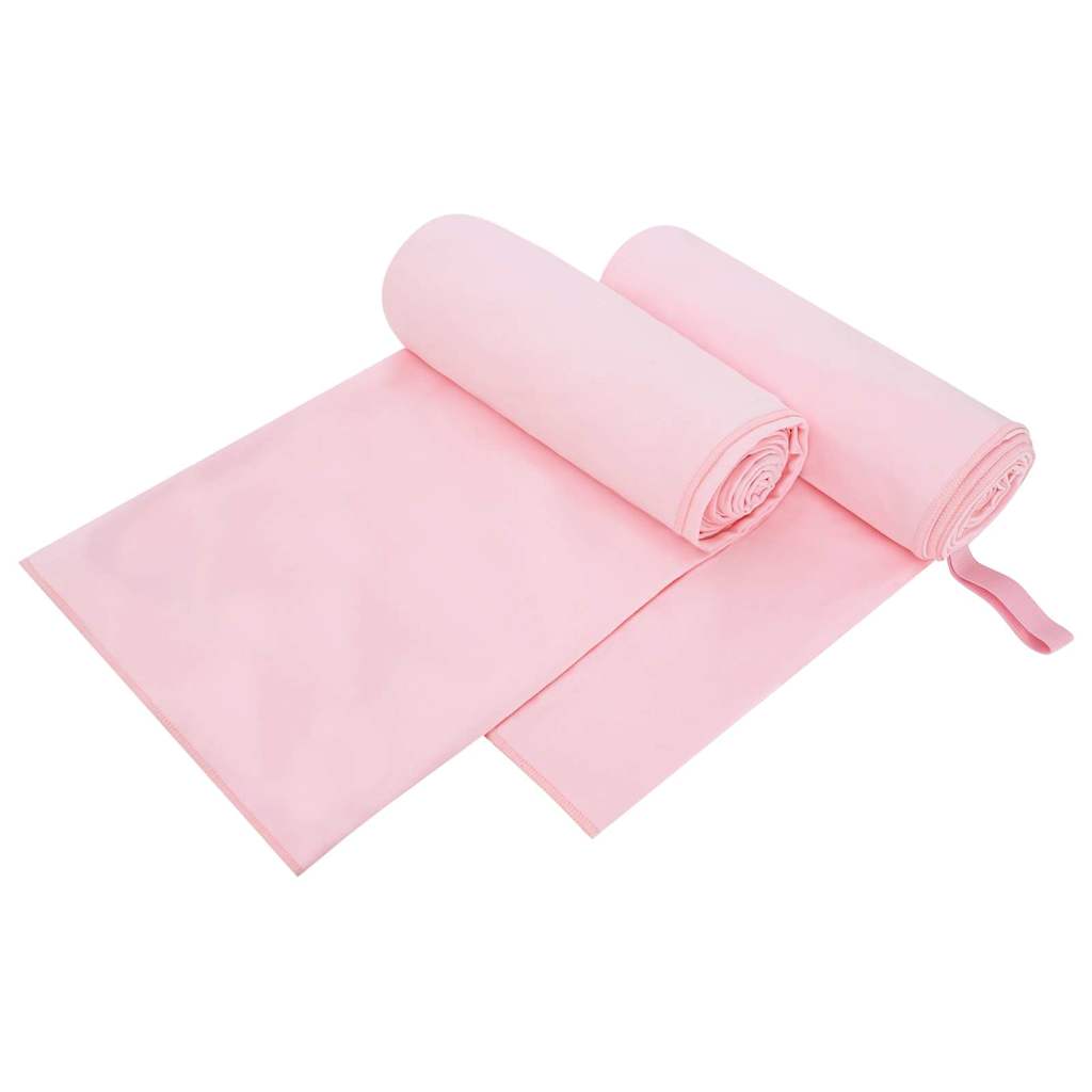 Serviettes de sport 2 pièces Rose 200 x 100 cm Polyester et Polyamide