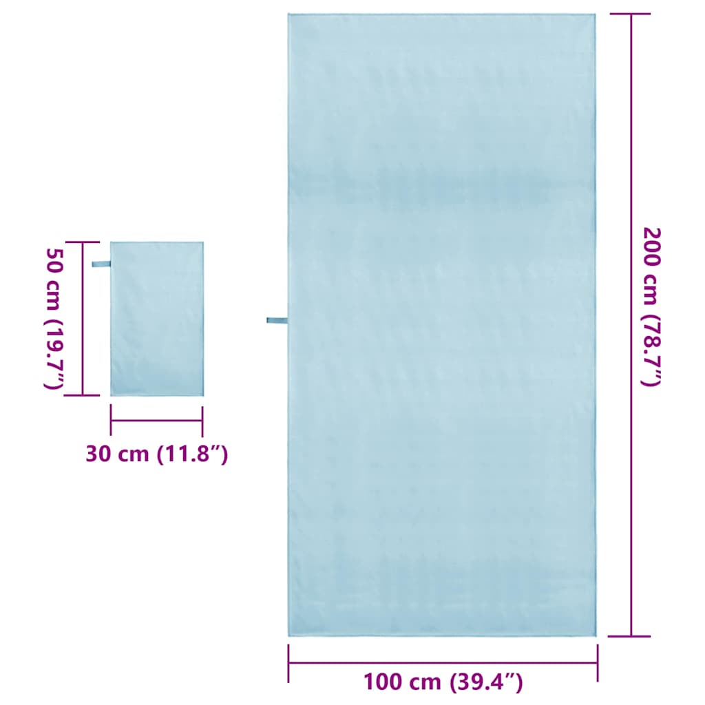 Sporthandtuch Set 2 pcs Blau Stoff