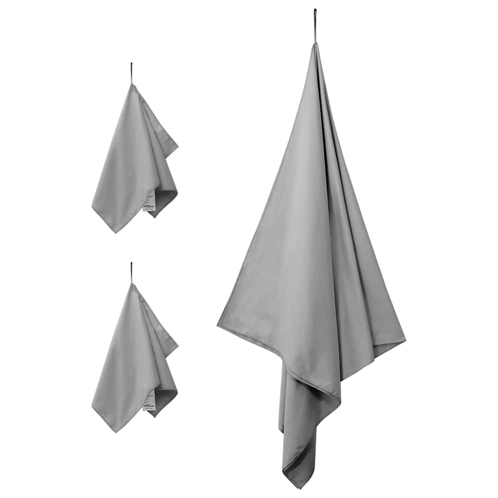Sporthandtuch Set 3 pcs Dunkelgrau Polyester und Polyamid