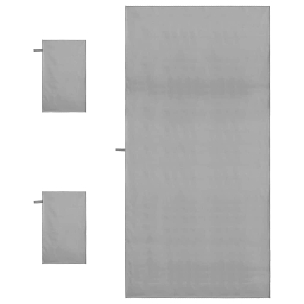 Sporthandtuch Set 3 pcs Dunkelgrau Polyester und Polyamid