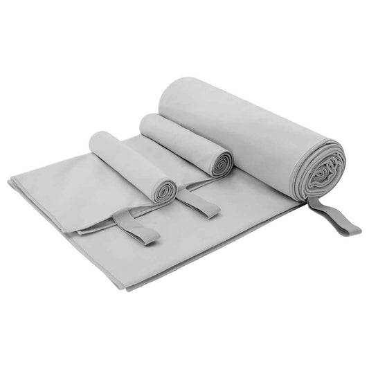 Sporthandtuch Set 3 pcs Grau Polyester und Polyamid