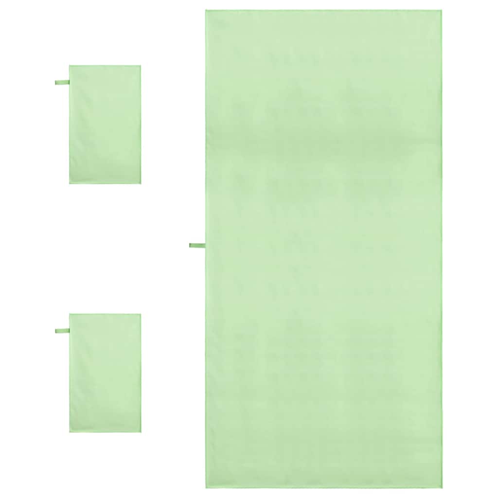 Sporthandtuch Set 3 pcs Grün Polyester und Polyamid