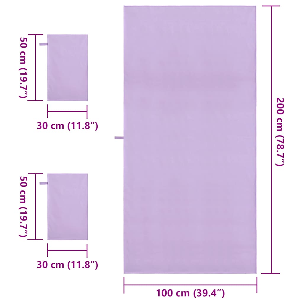 Sporthandtuch Set 3 pcs Lila Polyester und Polyamid