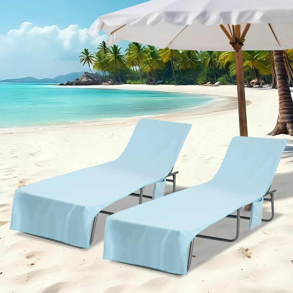 Sun Lounger Towels 2 pcs Blue 210 x 75 cm