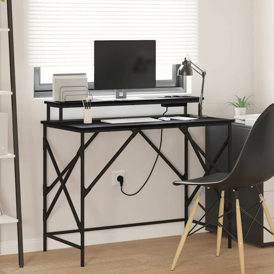 Schreibtisch mit Regal Schwarz Eichen-Optik 100 x 50 x 86,5 cm