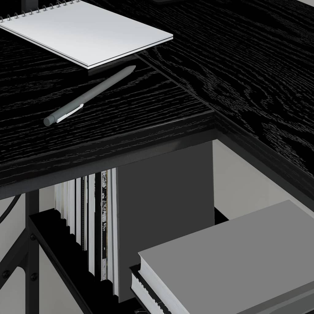 Desk with Shelf Black Oak Effect 120 x 79 x 86.5 cm