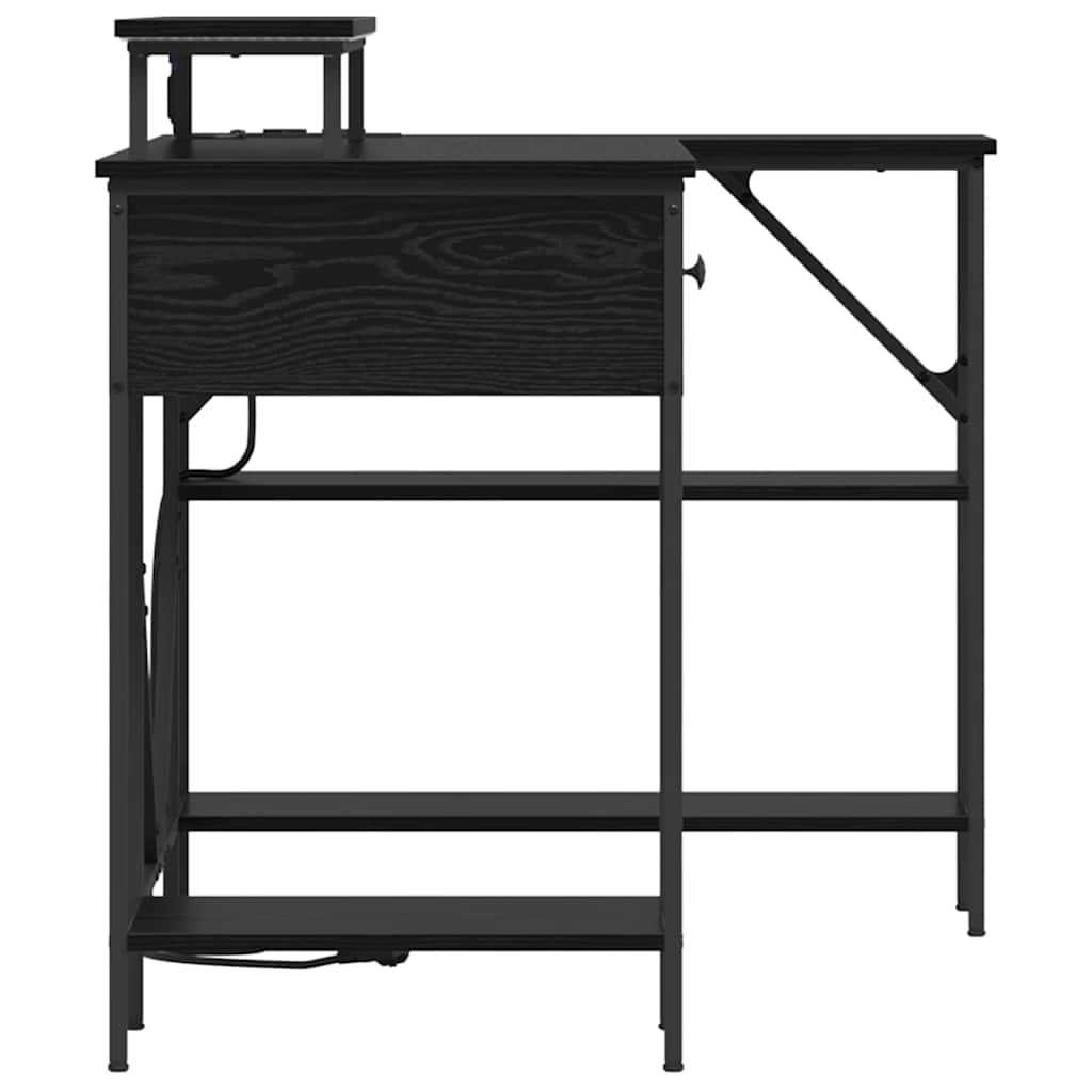 Desk with Shelf Black Oak Effect 120 x 79 x 86.5 cm