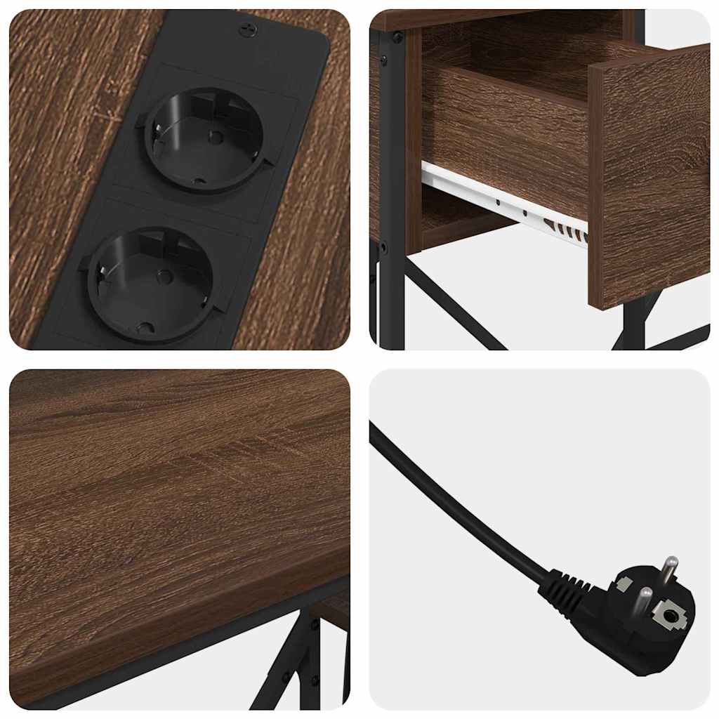 Desk with Shelf Brown Oak Finish 120 x 79 x 86.5 cm