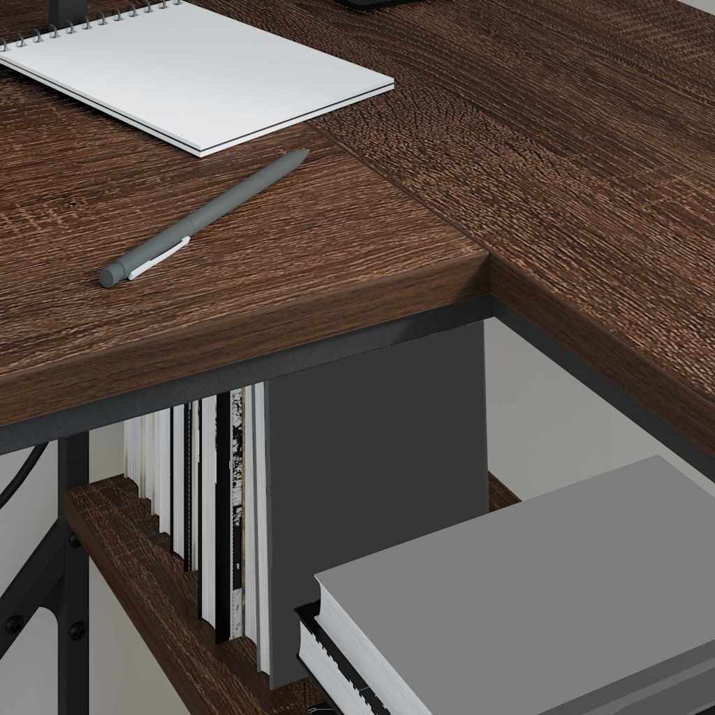 Desk with Shelf Brown Oak Finish 120 x 79 x 86.5 cm