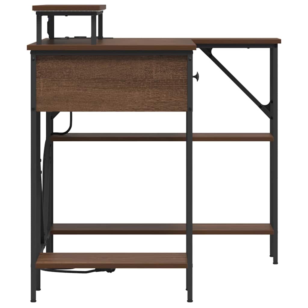Desk with Shelf Brown Oak Finish 120 x 79 x 86.5 cm