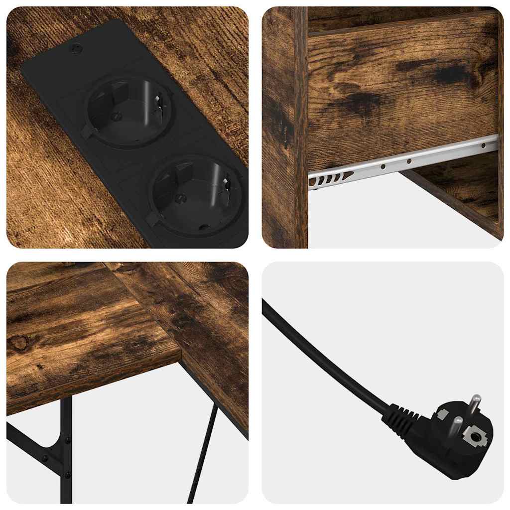Desk with Shelf Smoked Oak 182 x 101 x 87.5 cm