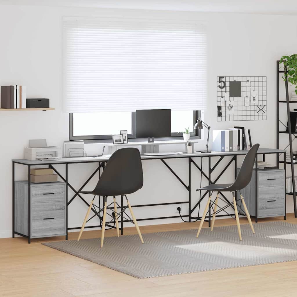 Desk Grey Sonoma 182 x 101 x 87.5 cm Engineered Wood
