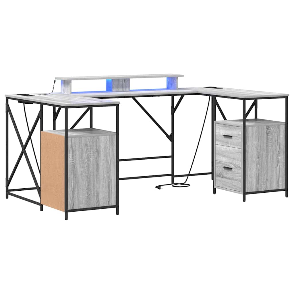 Desk Grey Sonoma 182 x 101 x 87.5 cm Engineered Wood