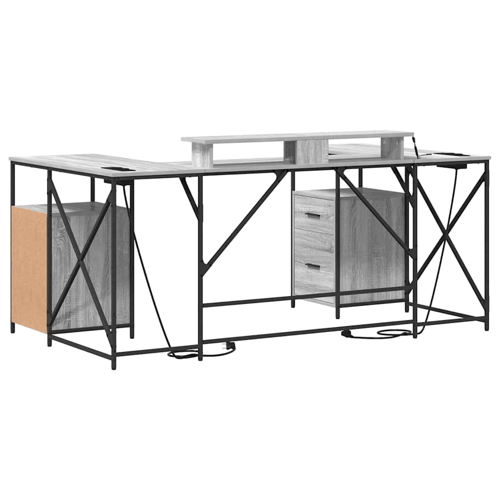 Desk Grey Sonoma 182 x 101 x 87.5 cm Engineered Wood