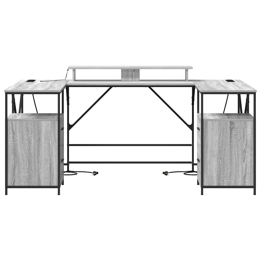 Desk Grey Sonoma 182 x 101 x 87.5 cm Engineered Wood