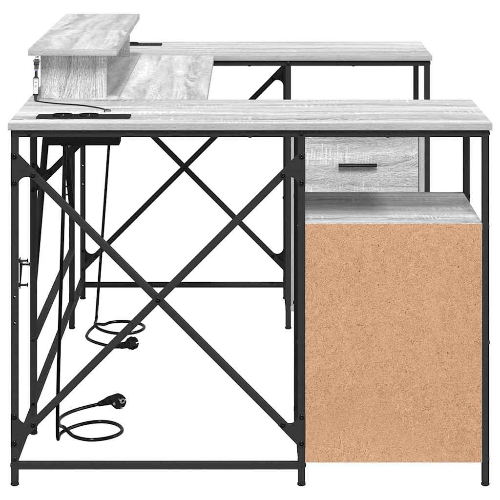 Desk Grey Sonoma 182 x 101 x 87.5 cm Engineered Wood