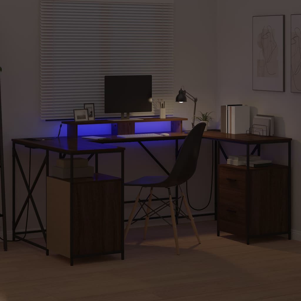 Bureau avec étagère imitation chêne brun 182 x 101 x 87,5 cm