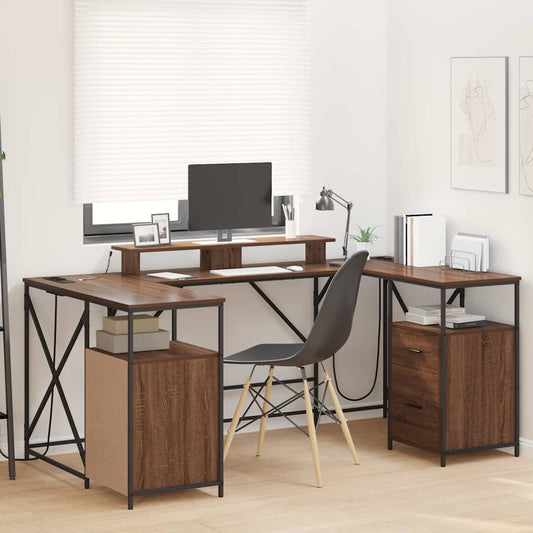 Schreibtisch mit Regal Braun Eichen-Optik 182 x 101 x 87,5 cm