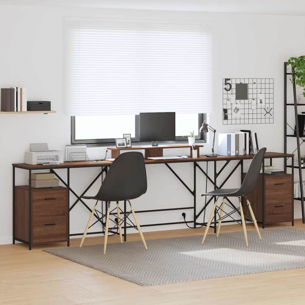 Bureau avec étagère imitation chêne brun 182 x 101 x 87,5 cm