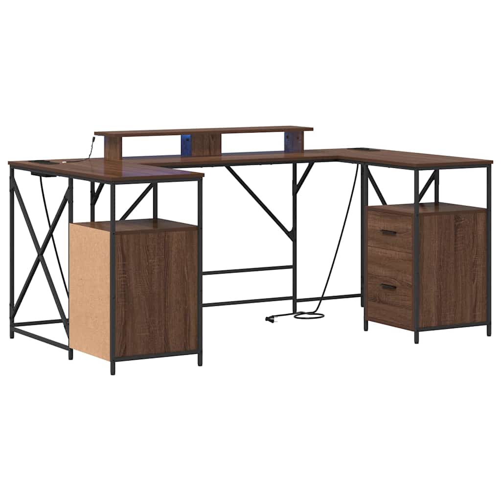 Bureau avec étagère imitation chêne brun 182 x 101 x 87,5 cm