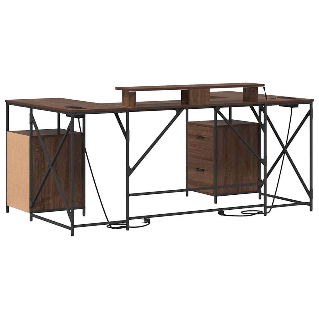Bureau avec étagère imitation chêne brun 182 x 101 x 87,5 cm