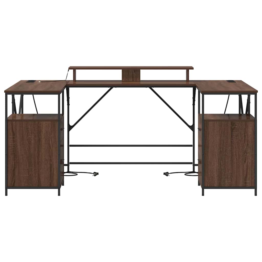 Bureau avec étagère imitation chêne brun 182 x 101 x 87,5 cm