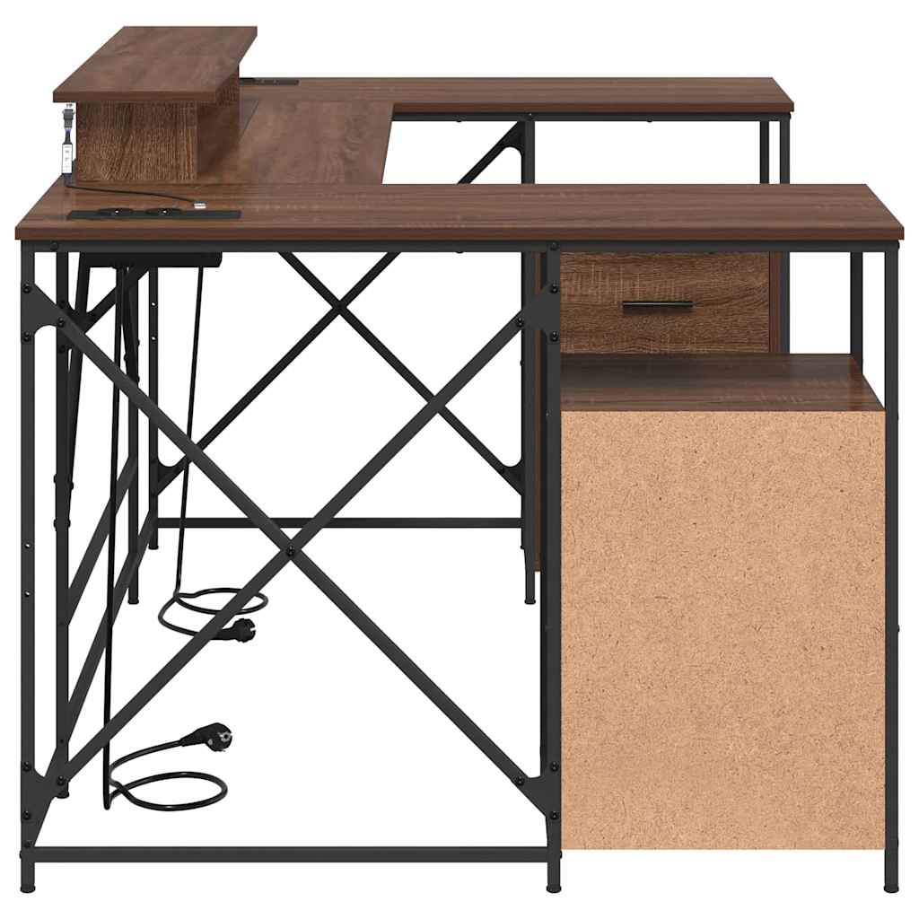 Bureau avec étagère imitation chêne brun 182 x 101 x 87,5 cm