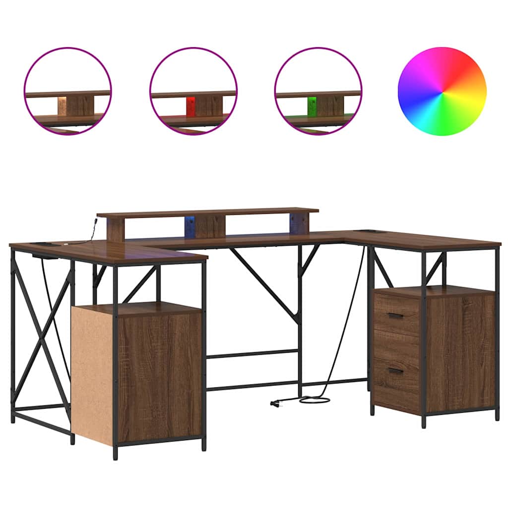 Bureau avec étagère imitation chêne brun 182 x 101 x 87,5 cm