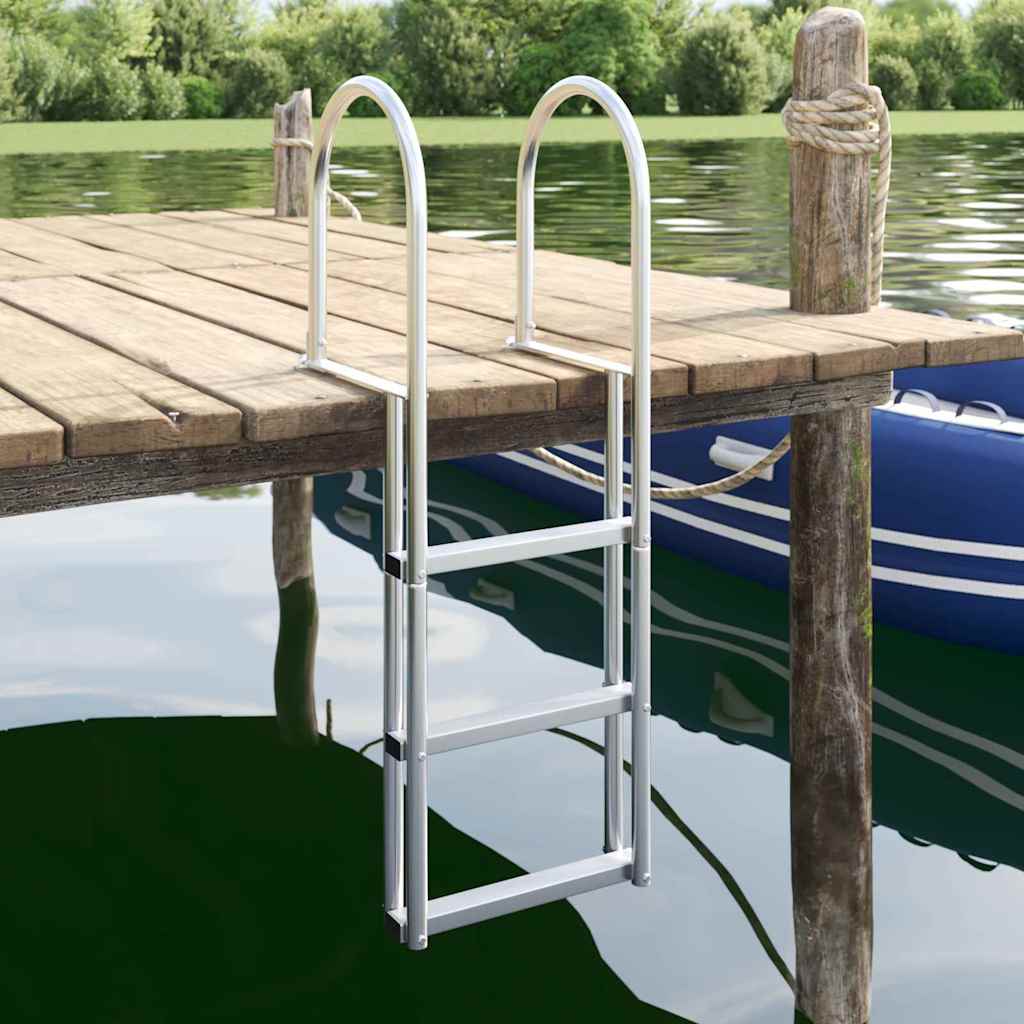 Échelle de quai à 3 marches Argent 45 x 11,5 x 134 cm Aluminium