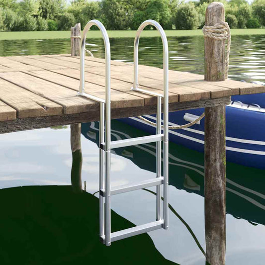 3-Stufen Dockleiter Silber 45 x 11,5 x 134 cm Aluminium