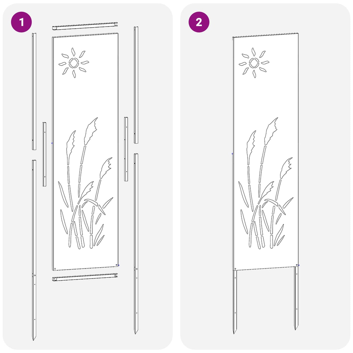 Toile brise-vue de jardin aspect rouillé 32 x 140 cm Acier résistant aux intempéries
