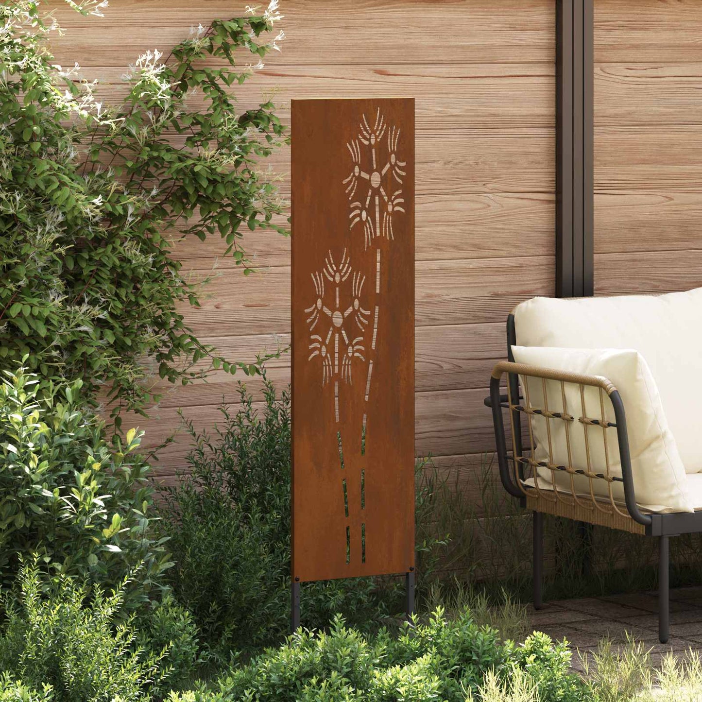 Garten Sichtschutz-Leinwand Rostig 32 x 140 cm Wetterfeststahl