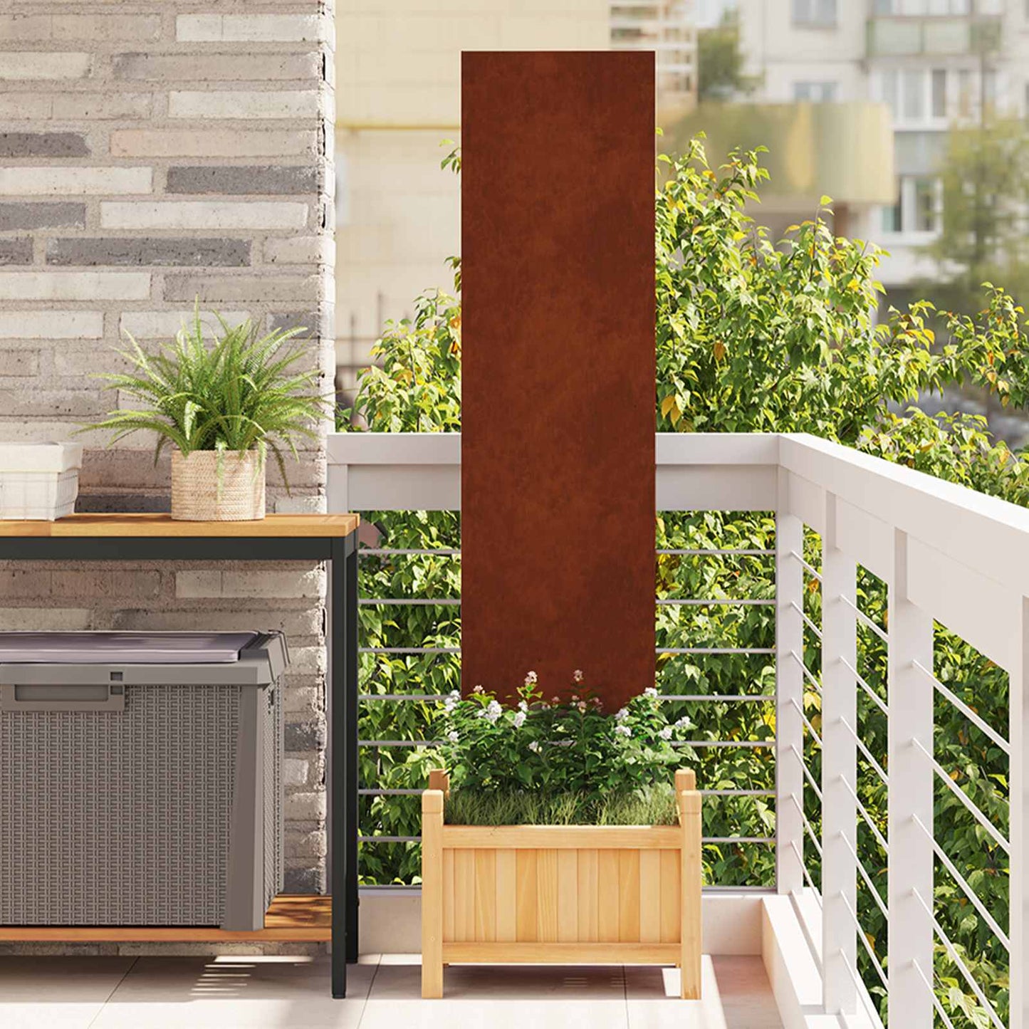 Garten Sichtschutz-Leinwand Rostig 32 x 140 cm Wetterfeststahl