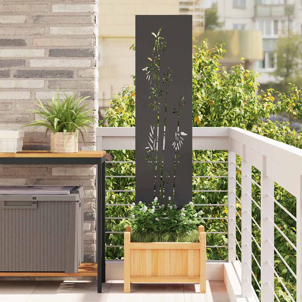 Garten Sichtschutz-Leinwand Floral Schwarz 32 x 140 cm